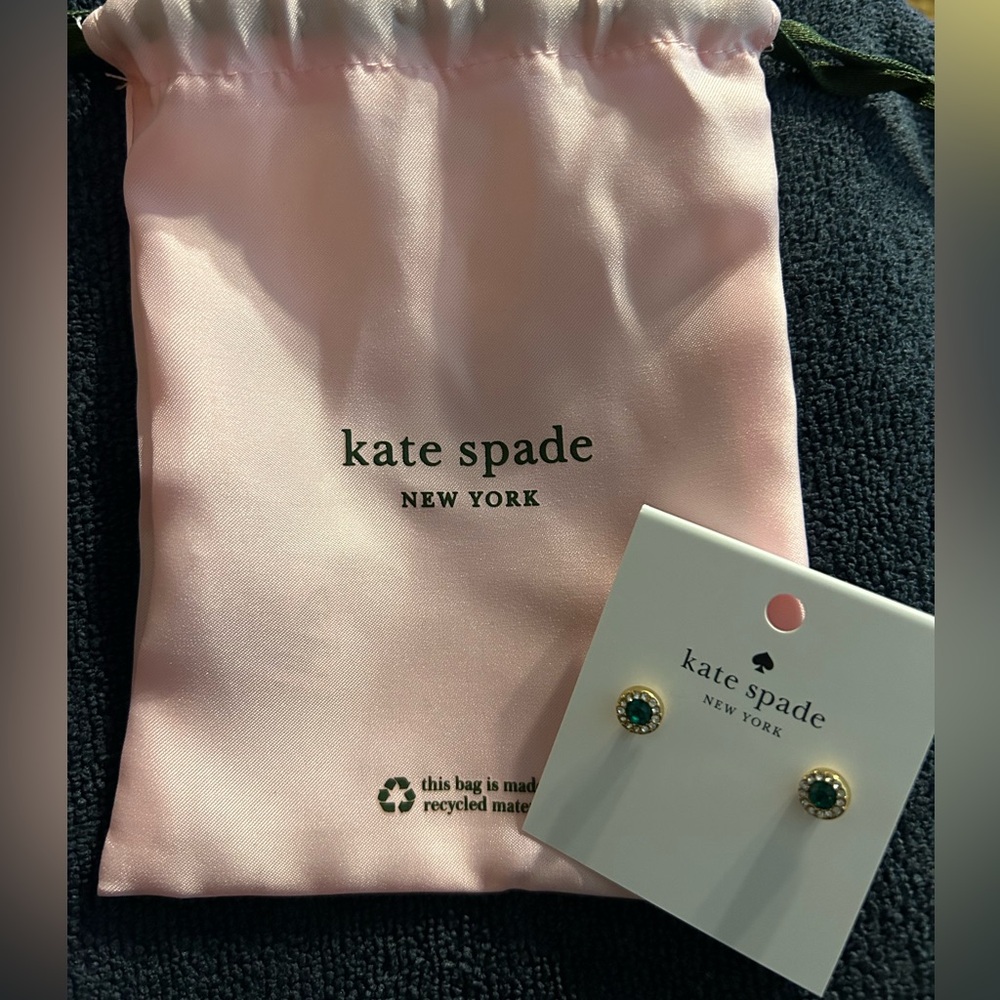 Kate Spade Round Emerald with Clear Pave Stone Earrings in Pink Pouch

NWT